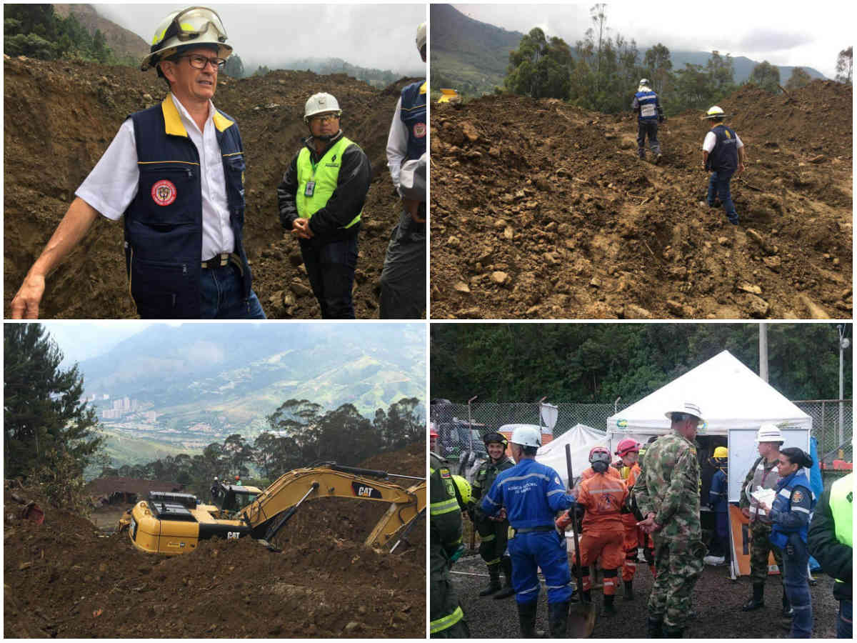 Operaciones de búsqueda y rescate en la vía Bogotá-Medellín a la altura de Copacabana