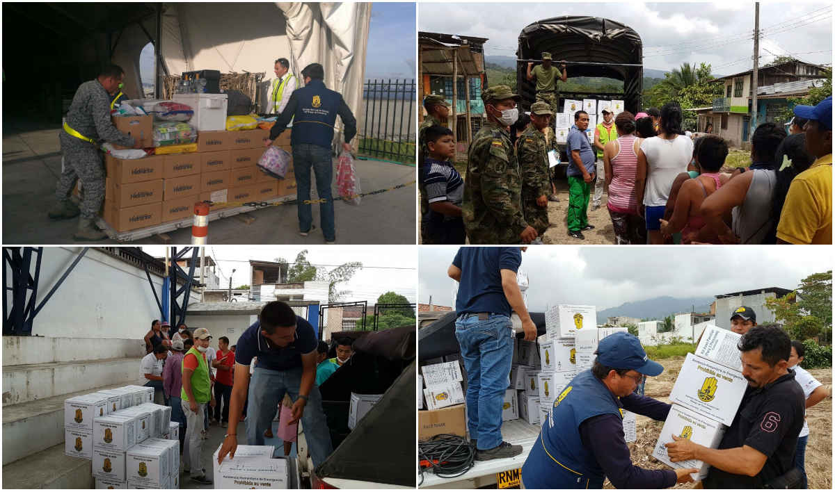 96 toneladas de Ayuda Humanitaria de Emergencia han sido repartidas para la atención de 3010 familias en Mocoa, Putumayo.