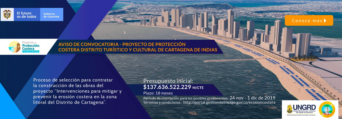 Convocatoria - Proyecto de protección costera Distrito Turístico y Cultural de Cartagena de Indias.