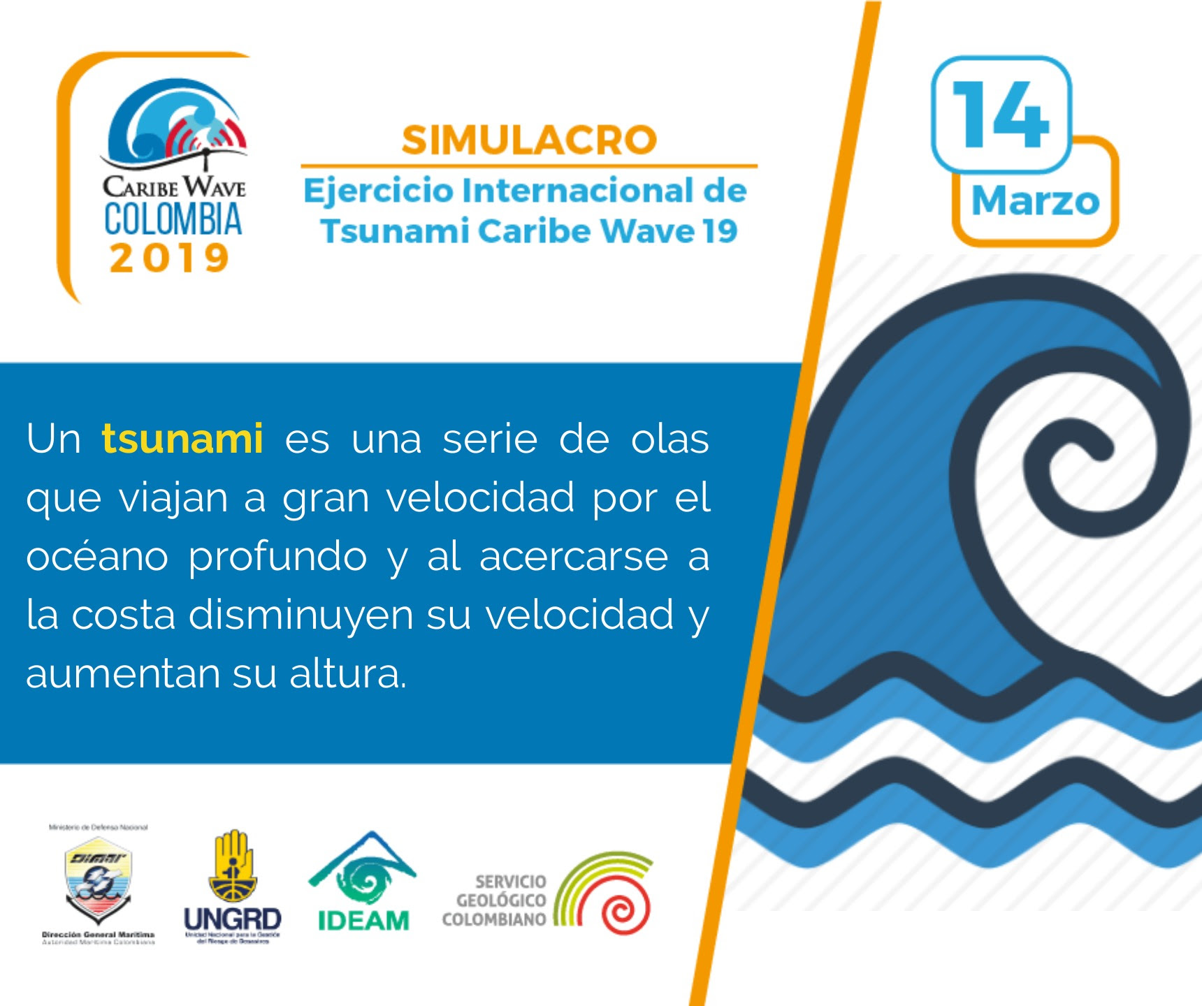 Colombia se suma al ejercicio de simulacro por tsunami “Caribe Wave 2019”.