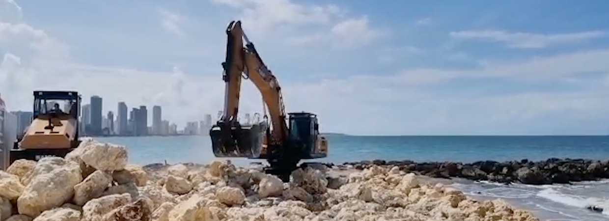 Inicio de obras para mitigar la erosión costera en Cartagena.