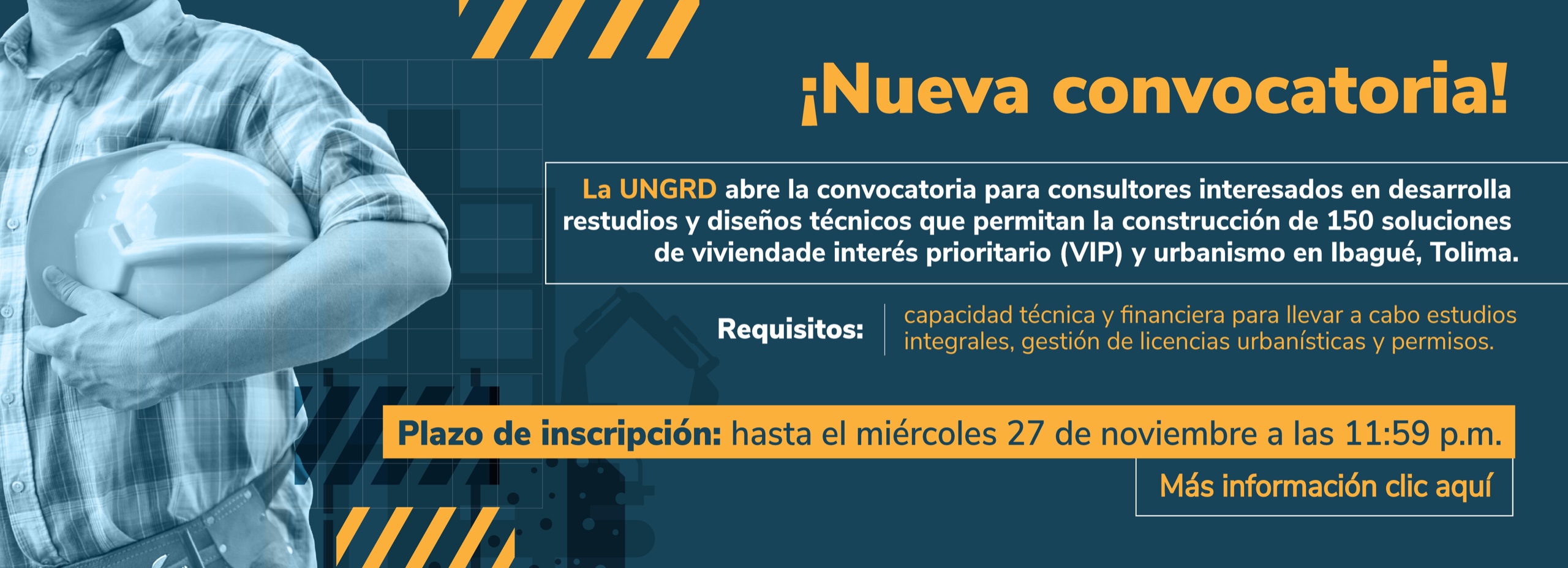 Convocatoria Proyecto para la construcción de 150 soluciones de vivienda en el municipio de Ibagué