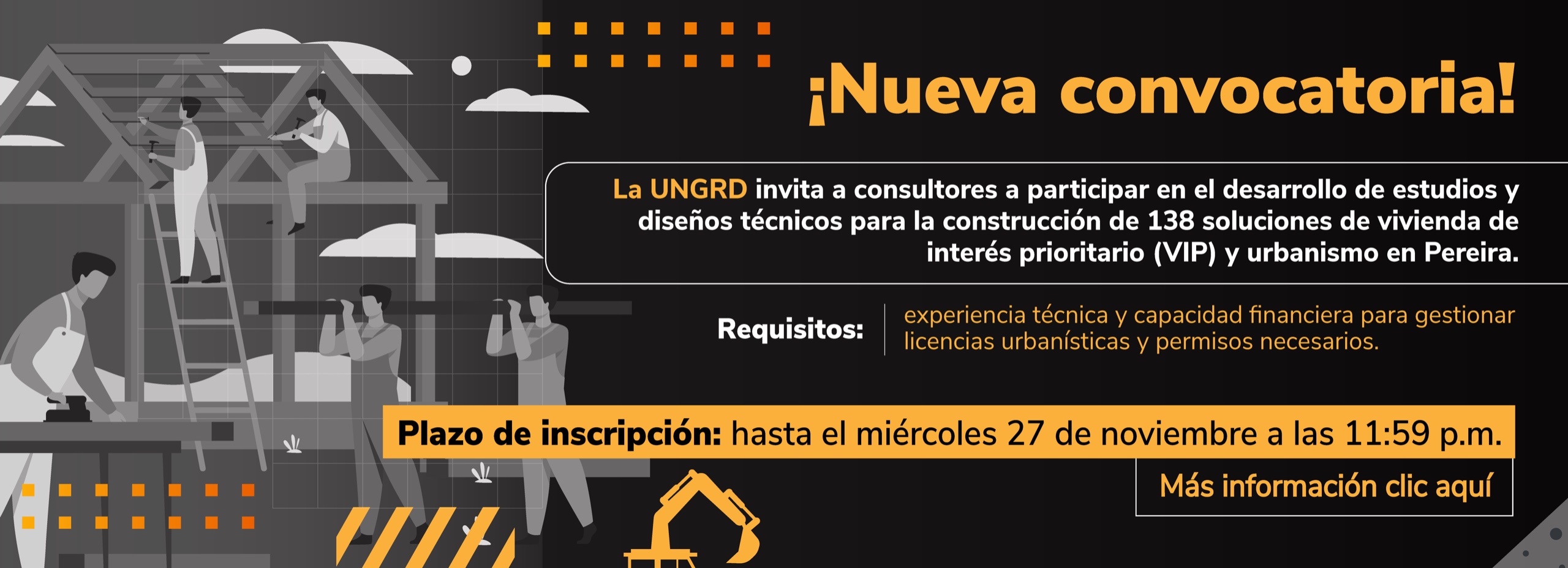 Convocatoria Proyecto para la construcción de 138 soluciones de vivienda en el municipio de Pereira