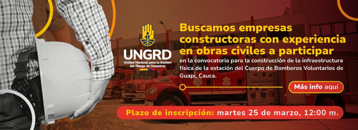 Convocatoria construcción estación de Bomberos de Guapi, Cauca