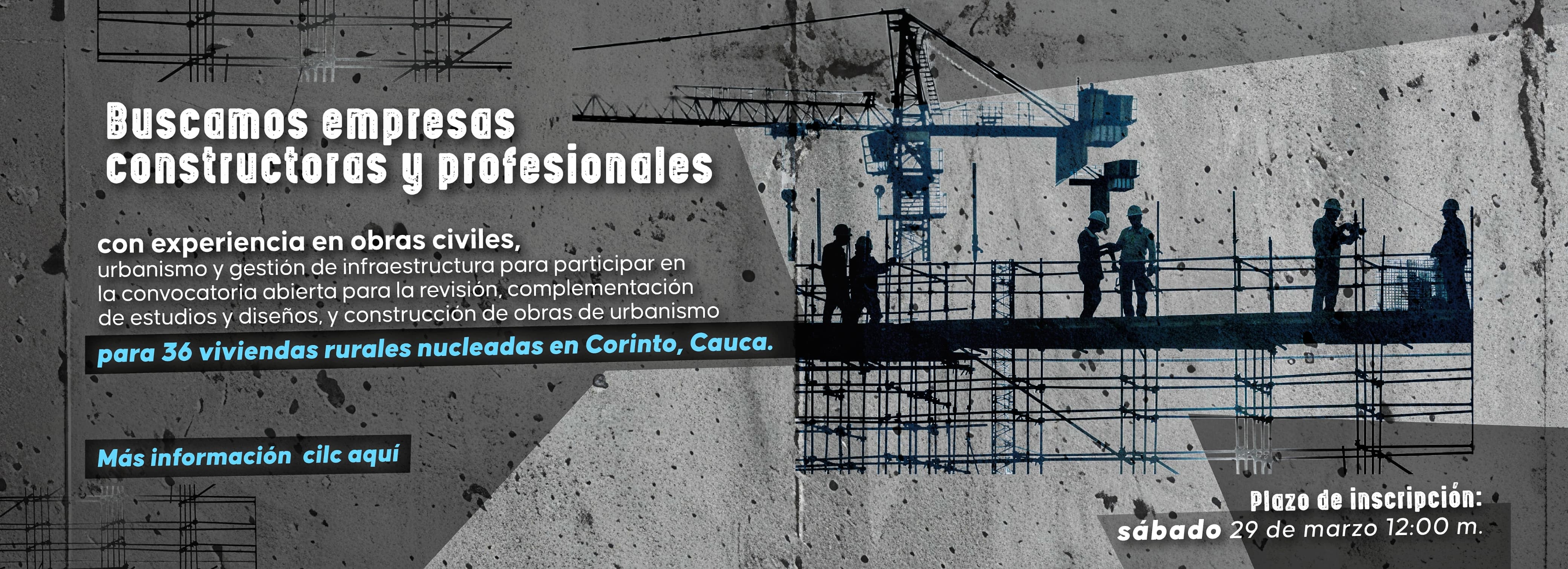 Convocatoria estudios y diseños, y construcción de las obras de urbanismo para 36 viviendas rurales nucleadas en Corinto, Cauca