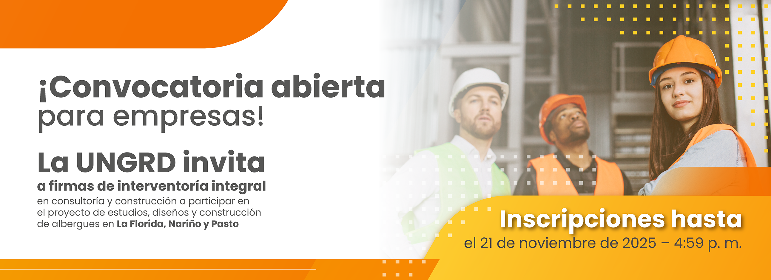 Convocatoria interventoría proyecto albergues Nariño