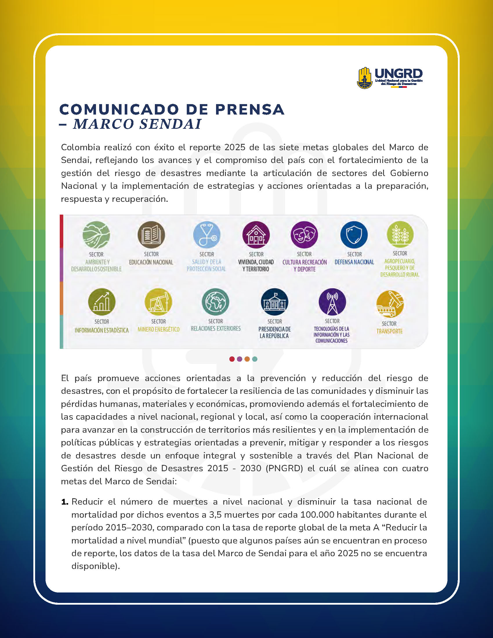 Comunicado prensa Marco Sendai