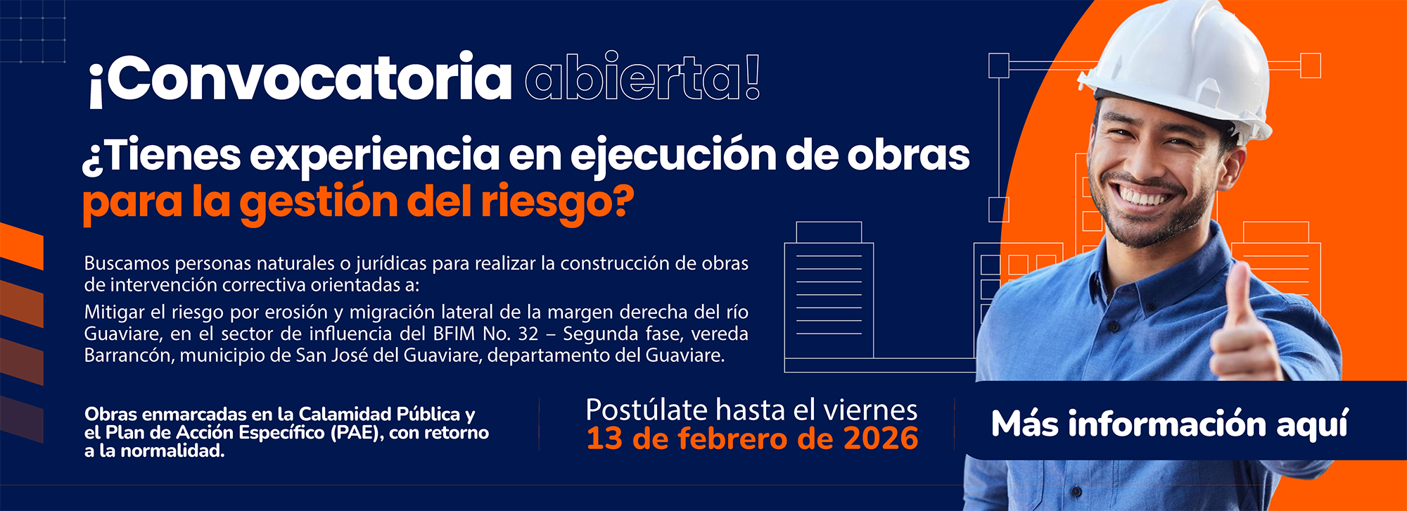 Convocatoría ¿Tienes experiencia en ejecución de obras para la gestión del riesgo?