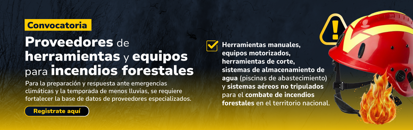 Convocatoria proveedores de herramientas y equipos para el combate de incendios forestales en Colombia