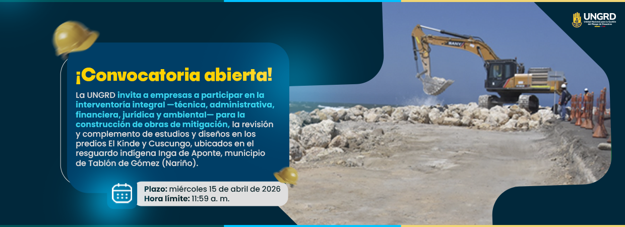 Convocatoria interventoria obras de mitigación Tablón de Gómez